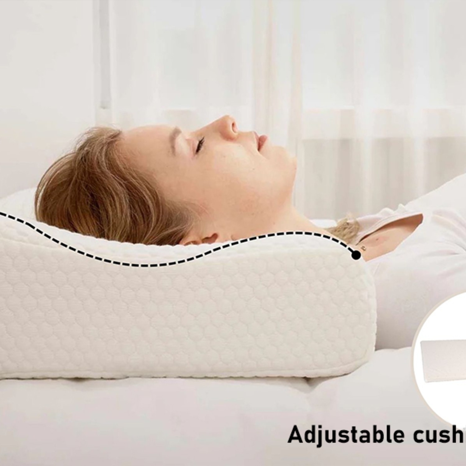 Best Dunlopillo latex pillow — adjustable contour cushion cradling the head and neck