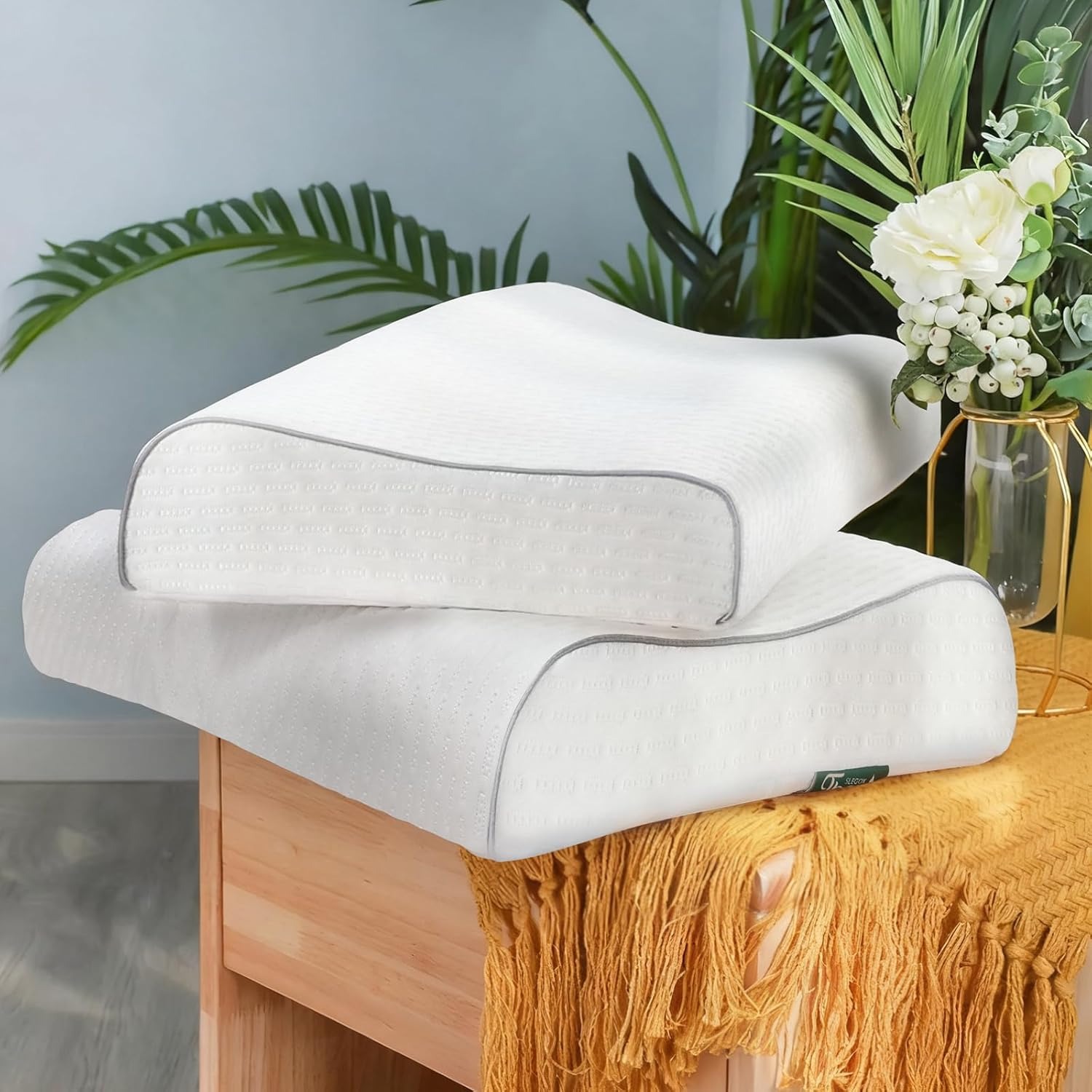 Best latex foam pillow — two contour latex pillows with breathable knit covers